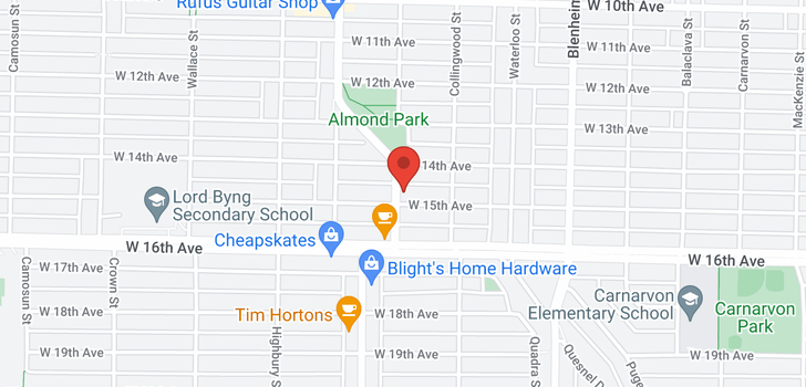 map of 3597 W 15TH AVENUE